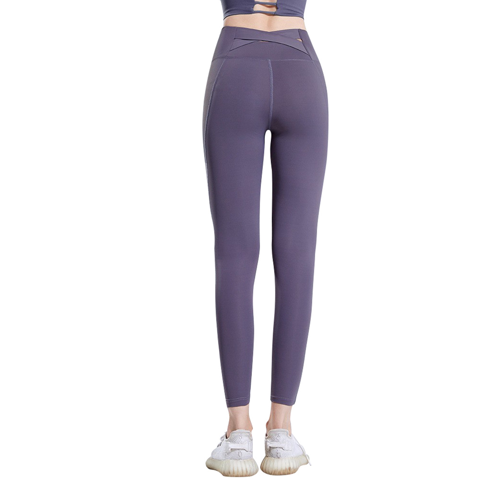 thumbnail image 1 of Mallas de compresión para running, yoga y fitness de color liso para mujer, que realzan los glúteos., 1 of 4